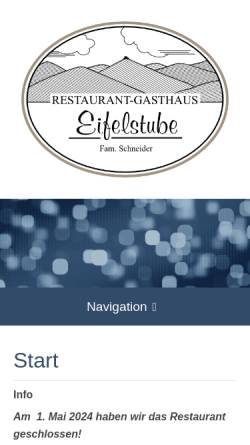 Vorschau der mobilen Webseite www.eifelstube.com, Restaurant-Gasthaus Eifelstube