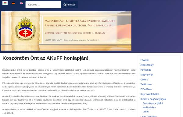 Vorschau von www.akuff.org, Arbeitskreis ungarndeutscher Familienforscher e.V. (AKuFF)