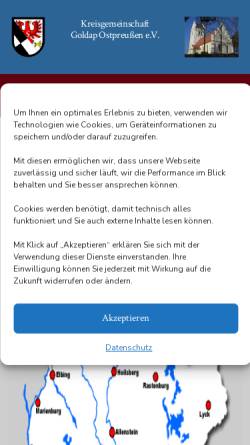 Vorschau der mobilen Webseite www.goldap.de, Kreisgemeinschaft Goldap Ostpreußen e.V.