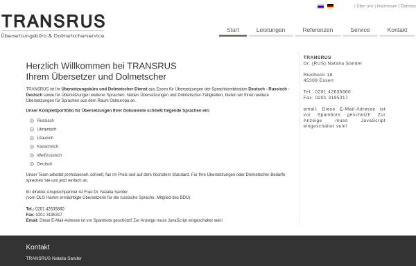 Vorschau von www.transrus.de, Transrus, Inh. Dr. (Rus) Natalia Sander