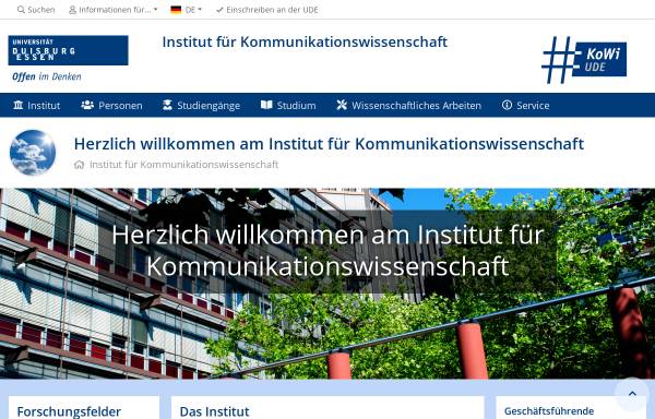 Vorschau von www.uni-due.de, Institut für Kommunikationswissenschaft der Universität Duisburg-Essen