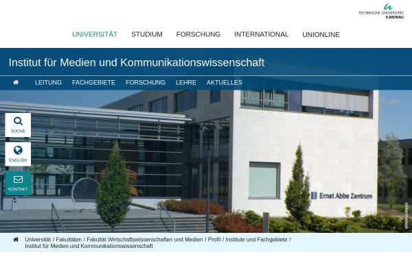 Vorschau von www.tu-ilmenau.de, Institut für Medien- und Kommunikationswissenschaft der Technischen Universität Ilmenau