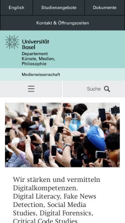 Vorschau der mobilen Webseite www.mewi.unibas.ch, Institut für Medienwissenschaften der Universität Basel