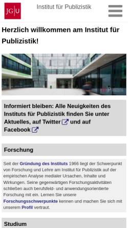 Vorschau der mobilen Webseite www.ifp.uni-mainz.de, Institut für Publizistik der Universität Mainz