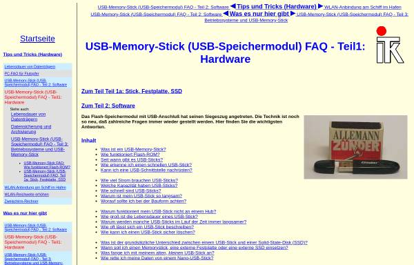 Vorschau von www.techwriter.de, USB-Memory-Stick FAQ Hardware