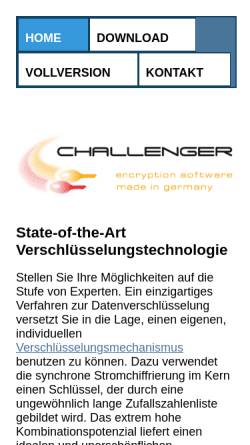 Vorschau der mobilen Webseite www.encryption-software.de, USB-Stick Software - Challenger