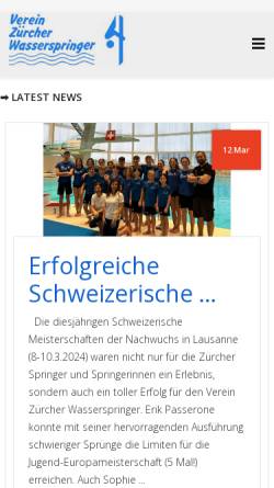 Vorschau der mobilen Webseite www.vzw.ch, Verein Zürcher Wasserspringer