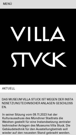 Vorschau der mobilen Webseite www.villastuck.de, Museum Villa Stuck