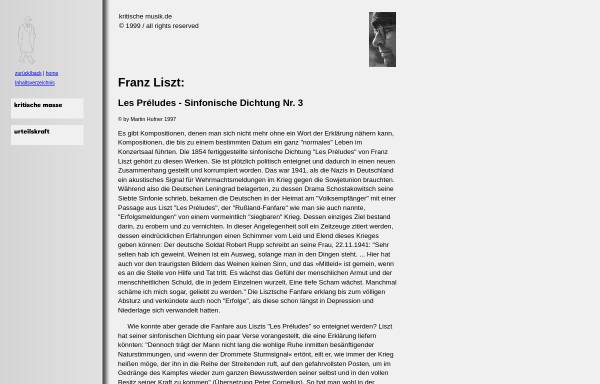 Vorschau von www.kritische-musik.de, Werke: Les Préludes