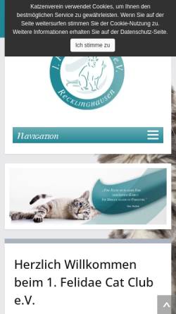 Vorschau der mobilen Webseite katzenverein.info, 1. Felidae Cat Club