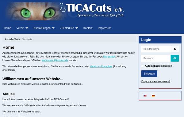 Vorschau von www.ticacats.de, TICA Cats e.V.