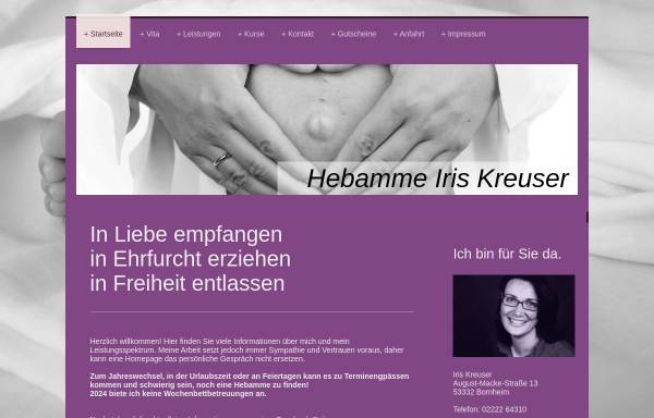 Vorschau von www.hebamme-bonnrheinsieg.de, Kreuser, Iris