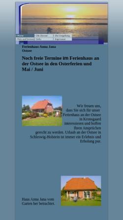 Vorschau der mobilen Webseite www.ferienhaus-ostsee-kronsgaard.de, Ferienhaus Anna-Jana