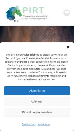 Vorschau der mobilen Webseite www.pirt-reittherapie.de, Institut für Pferdegestützte Interventionen / Reittherapie [PIRT]