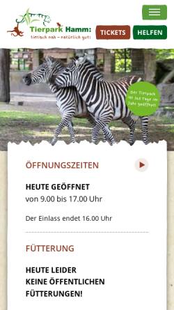 Vorschau der mobilen Webseite www.tierpark-hamm.de, Tierpark Hamm gGmbH