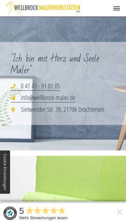 Vorschau der mobilen Webseite verschoener-dein-haus.de, Weiss-Streichen.de, Wellbrock Malerwerkstätten GmbH