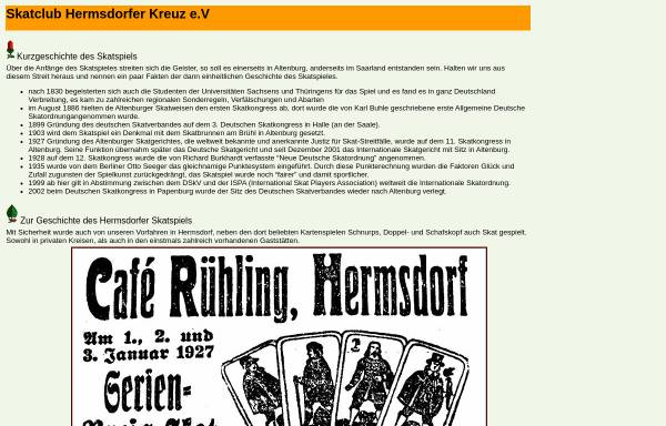 Vorschau von www.hermsdorf-regional.de, Skatclub Hermsdorfer Kreuz e.V