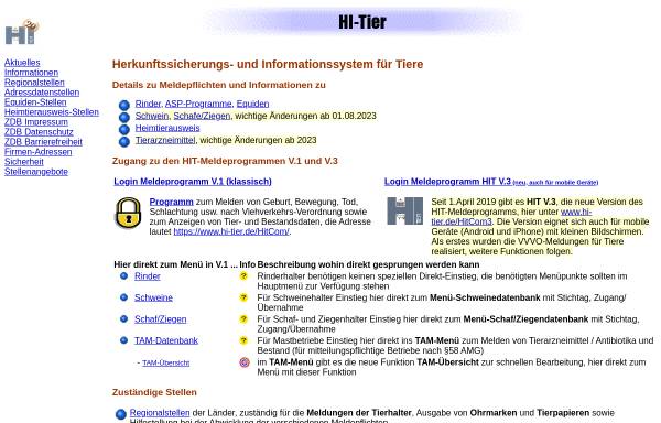 Vorschau von www.hi-tier.de, Herkunftssicherungs- und Informationssystem für Tiere