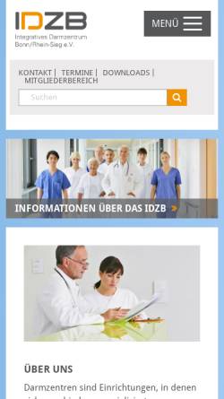 Vorschau der mobilen Webseite www.idzb.de, Integratives Darmzentrum Bonn/Rhein-Sieg e.V.