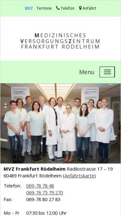 Vorschau der mobilen Webseite www.mvz-frankfurt-roedelheim.de, MVZ Medizinisches Versorgungszentrum Frankfurt-Rödelheim GmbH