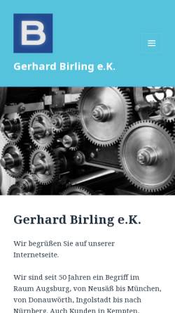 Vorschau der mobilen Webseite www.birling.de, Gerhard Birling e.K.