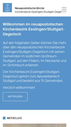 Vorschau der mobilen Webseite cms.nak-stuttgart-degerloch.de, Neuapostolische Kirche - Bezirk Stuttgart-Degerloch