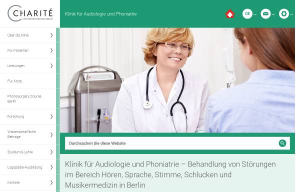 Vorschau von audiologie-phoniatrie.charite.de, Klinik und Poliklinik für Audiologie und Phoniatrie