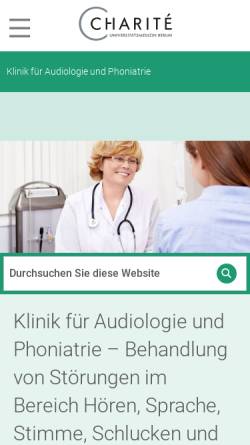 Vorschau der mobilen Webseite audiologie-phoniatrie.charite.de, Klinik und Poliklinik für Audiologie und Phoniatrie
