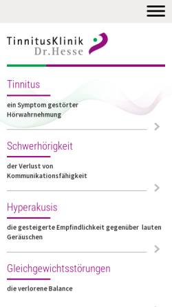 Vorschau der mobilen Webseite www.tinnitus-klinik.net, Tinnitus Klinik Bad Arolsen