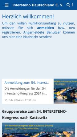 Vorschau der mobilen Webseite www.intersteno.de, Landesgruppe Deutschland der INTERSTENO e. V.