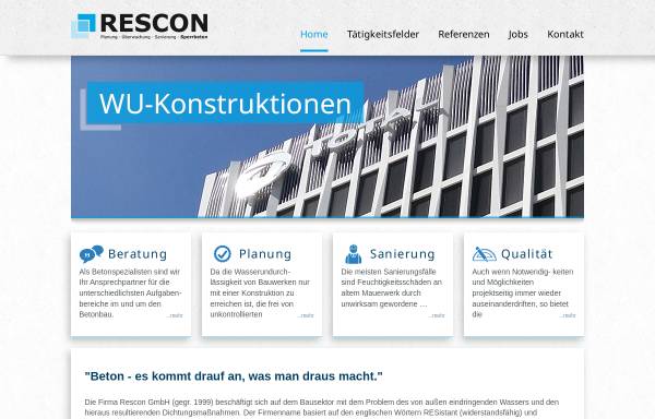 Vorschau von www.rescon.tv, Rescon resistant concrete GmbH
