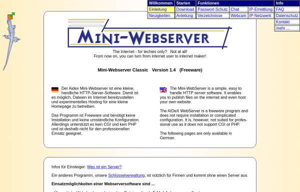 Vorschau von www.aidex.de, Mini-Webserver als Freeware-Software