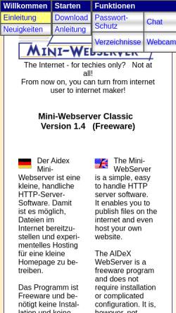 Vorschau der mobilen Webseite www.aidex.de, Mini-Webserver als Freeware-Software