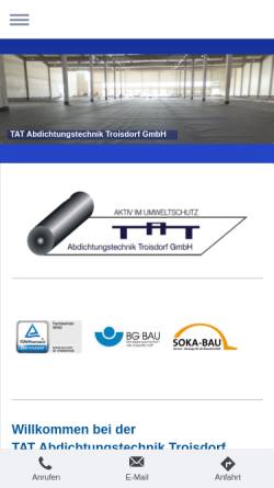 Vorschau der mobilen Webseite www.tat-troisdorf.de, TAT Abdichtungstechnik Troisdorf GmbH
