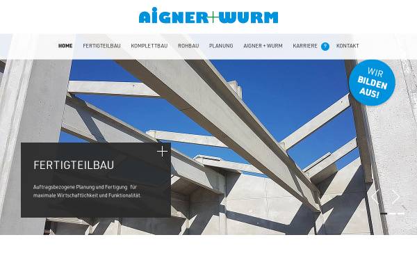 Vorschau von www.aigner-wurm.de, Aigner & Wurm Fertigteil- und Bau GmbH