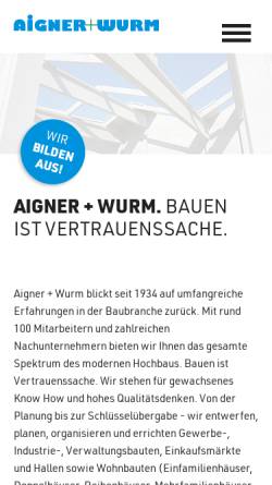 Vorschau der mobilen Webseite www.aigner-wurm.de, Aigner & Wurm Fertigteil- und Bau GmbH