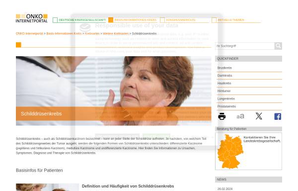 Vorschau von www.krebsgesellschaft.de, Schilddrüsenkrebs, Schilddrüsenkarzinom