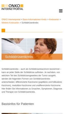 Vorschau der mobilen Webseite www.krebsgesellschaft.de, Schilddrüsenkrebs, Schilddrüsenkarzinom