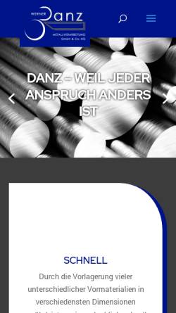 Vorschau der mobilen Webseite www.danz-metallverarbeitung.de, Danz Metallverarbeitung GmbH