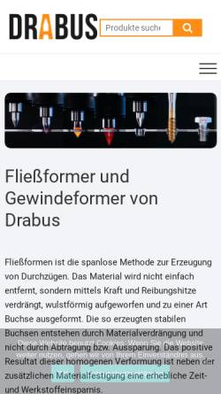 Vorschau der mobilen Webseite www.drabus.de, Drabus Fließformer Vertriebs GmbH