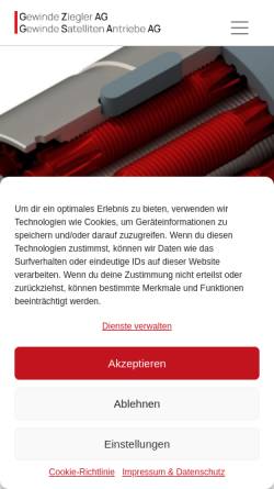 Vorschau der mobilen Webseite www.gewindeziegler.ch, Gewinde Ziegler AG