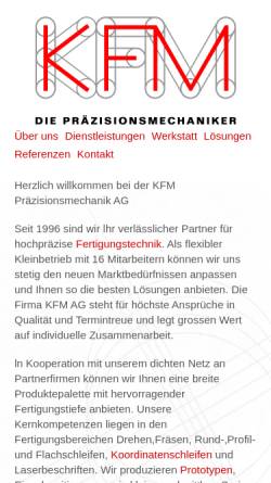 Vorschau der mobilen Webseite www.kfm-ag.ch, KFM Präzisionsmechanik AG
