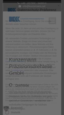 Vorschau der mobilen Webseite www.kunzemann-drehteile.de, Kunzemann Präzisionsdrehteile GmbH