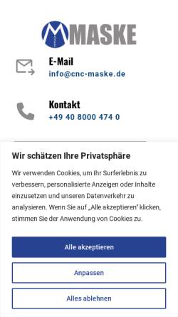 Vorschau der mobilen Webseite www.cnc-maske.de, Maske + Söhne GmbH