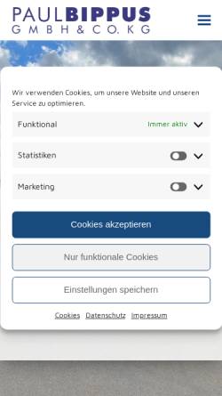 Vorschau der mobilen Webseite www.bippus.de, Paul Bippus GmbH