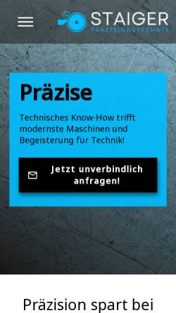 Vorschau der mobilen Webseite www.staiger-praezisionstechnik.de, Staiger Präzisionstechnik GmbH