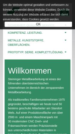 Vorschau der mobilen Webseite www.steininger-cnc.at, Steininger Metallbearbeitung Ges.m.b.H.