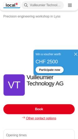 Vorschau der mobilen Webseite yellow.local.ch, Vuilleumier Technology AG