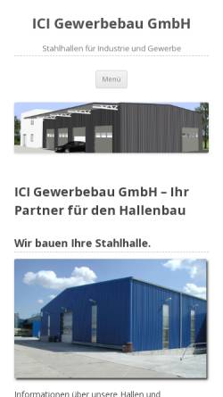 Vorschau der mobilen Webseite www.ici-gewerbebau.de, ICI Gewerbebau GmbH