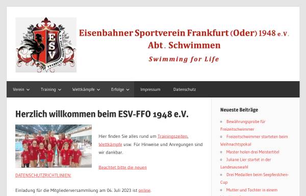 Vorschau von esv-ffo.de, Schwimmverein ESV Frankfurt (Oder) 1948 e.V.